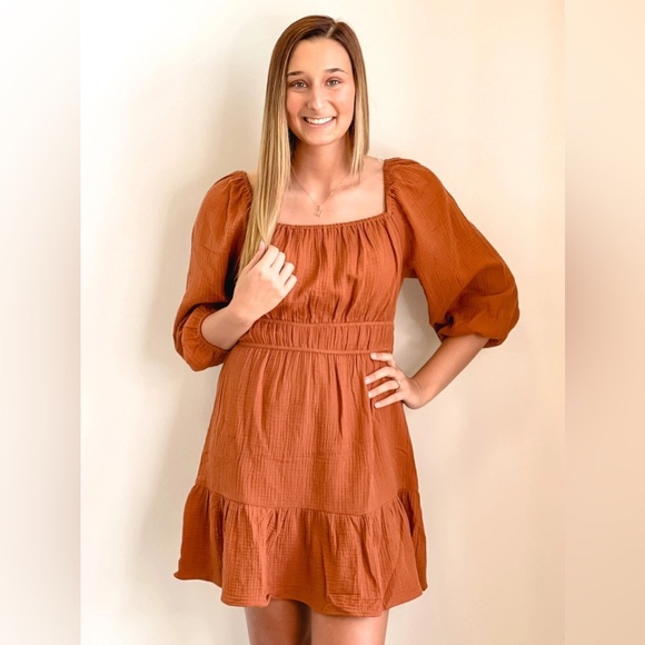 LUSH Lola Gauze Peasant Dress SZ LG - Picture 1 of 7
